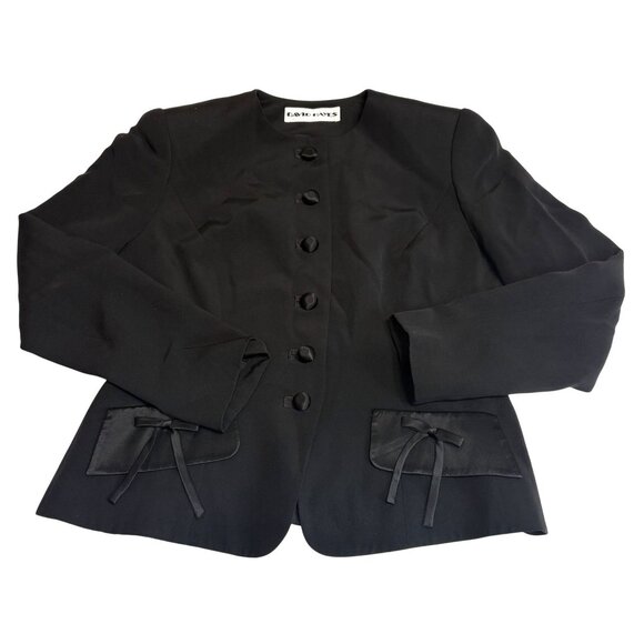 Vintage David Hayes Ribbon Accents Blazer in Black - Picture 1 of 8